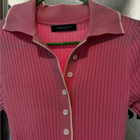 Pink Ribbed Midi Dress - Picture 3 of 8